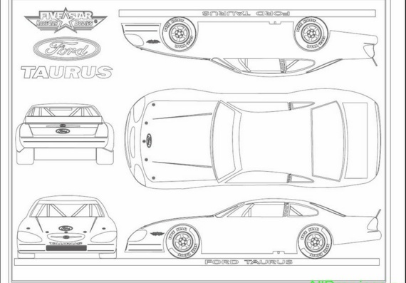 Ford Taurus Stock Car Template (2000-2003) (Форд Таурус Сток Кар Темплейт (2000-2003)) - чертежи (рисунки) автомобиля